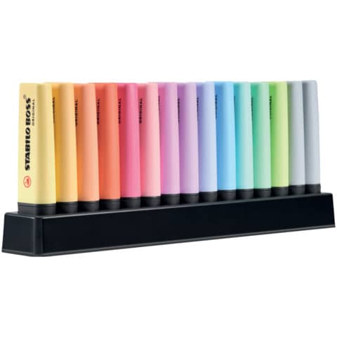Desk set evidenziatori Stabilo Boss Original Pastel - 2-5 mm - assortiti Conf. 15 pezzi - 7015-02-5
